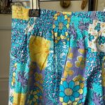 Vintage Gepetto Patchwork Floral Palm Tree Print Cropped Pants S Blue Photo 6