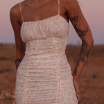 Princess Polly  Ivy Hollow Pink Floral Ruched Mini Dress Spaghetti Straps Size 6 Photo 0