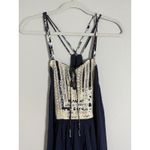 Umgee Navy Criss Cross Lace Detail Top Spaghetti Strap Asymmetrical Hem Sz M NEW Photo 3