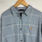 Carhartt Womens Plaid Flannel Button Down Sz XL Rugged Flex Blue Neptune Photo 5