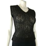 Dolce & Gabbana  Black Open Knit Sleeveless V Neck Tank Top Simmering Blouse Photo 1