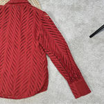 Chico's Chico’s Poplin Cutwork Shirt Button Front Longsleeve Lace in Rust Orange Size 6 Photo 9