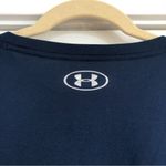 Under Armour  navy blue athletic t-shirt neon orange pink logo women’s medium Photo 6