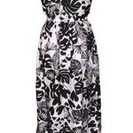 H&M  Women’s Maxi Dress Sleeveless Black White Tropical Pattern Size 4 Vacation Photo 7