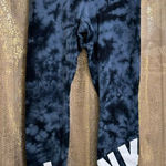 PINK - Victoria's Secret  High Waist Blue Black Tie Dye Logo Yoga Leggings Small Photo 0