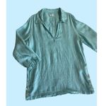 Sigrid Olsen Popover Tunic Top Shirt Womens Small Blue Collared 100% Linen Photo 1