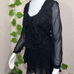 Pretty Angel  Rose Black Pleated Silk Dress Photo 11