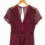 WAYF  Lace Mini Dress in Burgundy Back Cutout Short Sleeves size XS Revolve Photo 5