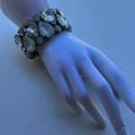 Vintage Italian Bracelet Large clear Blue Multiple Crystals Stones Quality Sz 7” Photo 1
