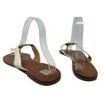 Tory Burch Thora Thong Sandals Flip Flops Patent Leather Ivory Gold Size US 8 Photo 8