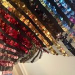 Jovani  Black and Gold Sequin Fit and Flare Midi Dress Photo 4