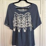 C. Est 1946 striped embroidered blouse Blue Photo 1