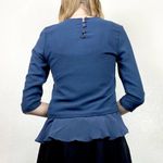 ZARA  Navy Blue Crepe Half Sleeve Peplum Blouse Photo 1