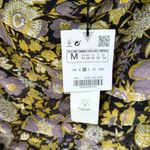 ZARA  dress One-Shoulder Floral  Black gold Purple ruched medium NEW Photo 5