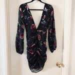 Revolve Majorelle Ava Deep V Dress in Black Floral Photo 3