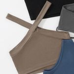 SheIn Brown Criss-Cross Cropped Tank Top Photo 1