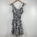 American Living Navy White Floral Fit & Flare Dress Belted Sleeveless Size 10 Photo 1