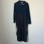 90s Studio Ease Cottagecore Vintage Denim Plaid Maxi Dress Long Sleeve Sz 10 Blue Photo 7