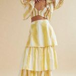 S/W/F Linen Puff Sleeve Crop Bomber Jacket S Yellow Photo 0