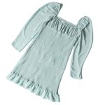 Aritzia  Wilfred Ballad Dusty Blue Smocked Long Sleeve Mini Dress Size M Photo 4