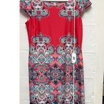 Karin Stevens BEDb) Women Size Small Dress Floral Scoop Red S work Photo 3