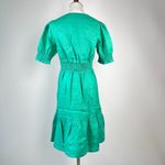 NWOT Boden Linen Ada Double Cloth Green Ruffles Dress Size 8 Knee Length Photo 4