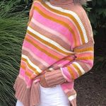 Aerie  Tan & Pink Striped Turtleneck Sweater NEW Photo 11