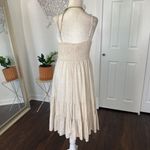 Aakaa Nude Cream Linen Rayon Blend Romantic Cottage Core Linen Tiered Midi Dress S Photo 5