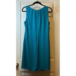 Worthington Teal Bird Print Pleated Neck Sleeveless Knee Length Dress Size 10 Photo 2