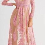 For Love & Lemons  NWT Embroidered Maxi Dress Pink Women’s Size Small Mesh Nude Photo 0