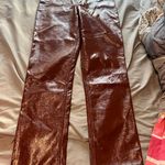 Abercrombie & Fitch Abercrombie 90s Straight Ultra High Rise Pants Patent Leather Brown Photo 2