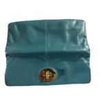 Coach YTK Madeline Fold Over Clutch with a Kisslock Coin Purse Teal Lambskin Photo 2