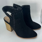 Ccocci Cocci Black Suede Cutout Slingback Block Heel Booties Size 6.5 Western Style Photo 0