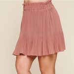 Oddi Pleated Solid Woven Pull On Mini Skirt Women's Plus Size Ash Rose 1X New Photo 2