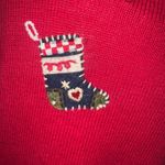 heirloom collectibles Christmas Cardigan Red Embroidered Trees Stockings M Photo 4