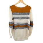 Halston Heritage  Wool Cashmere Sweater M Silk Contrast Striped Crewneck Casual Photo 6