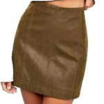 Free People FINAL PRICE NWT l Tobacco Green Vegan Suede Mini Skirt Photo 0