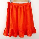 J.Crew Linen Citrus Orange Classic Ruffled Faux Wrap Skirt Knee Length Women 8 M Photo 7