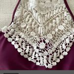 Cupshe NWT  Wine Crochet Halter One-Pice Swimsuit Size Small Photo 6
