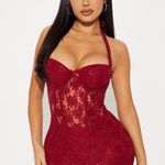 Elegant Red Lace Halter Dress Size XL Photo 1