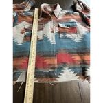 LA MIEL Women S Southwest Aztec Flannel Blanket Jacket Shacket Rust & Turquoise Photo 3