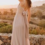 Show Me Your Mumu The Lauren Tie Maxi Dress in beige chiffon size medium Photo 0