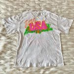 Free People  White Pink Beach Boys Convertible Surf Tropical Oversize USA T-Shirt Photo 66