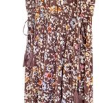 Pinkblush  Boho Brown Floral Empire Waist Ruffle Hem Maternity Midi Dress Small Photo 8
