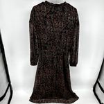 Evereve Eliza Dress Midi Chiffon Paisley Puff Sleeve V-Neck Tie Neck A Line S Photo 6