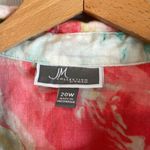 JM Collection  Women's 20W Floral 100% Linen Spring 3/4 Sleeve Button Down Top Photo 2