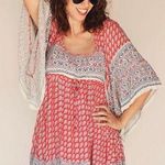 Free People Red/Blue Heart of Gold Babydoll Kaftan Tunic Boho Mini Dress Size XS Photo 0