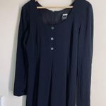 Vintage Parallel Wide Leg Button Front Long Sleeve Black Jumpsuit size 4 Photo 9