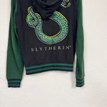 Harry Potter Slytherin Black Green Hoodie Varsity Jacket Womens XXS Casual Snake Photo 7