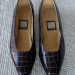 Vintage Nina Dark Brown Crocodile Patent Low Block Heel Ballet Flats Sz 7.5 Photo 0